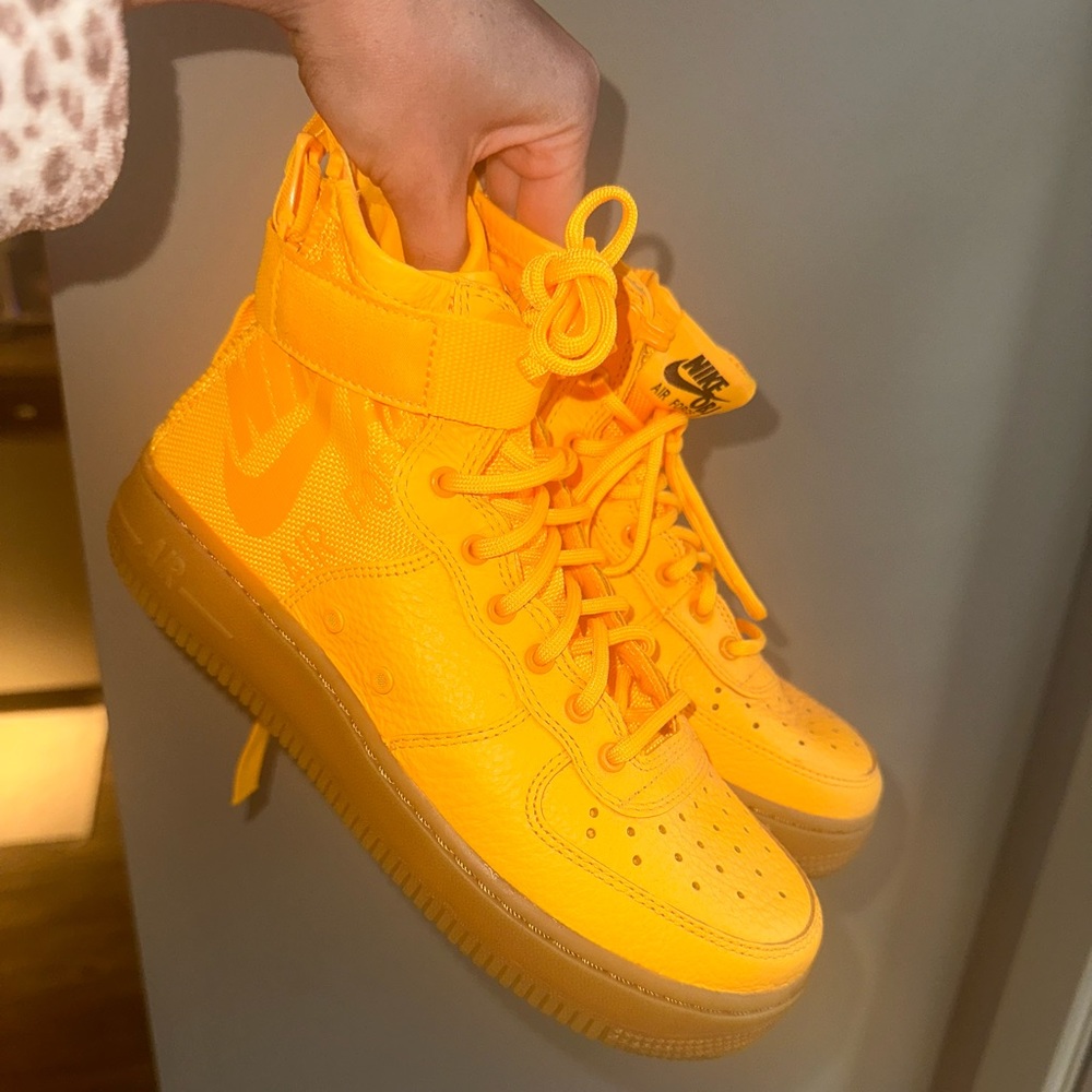 NWOT NIKE AIR vibrant orange high tops